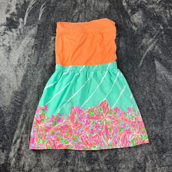Lilly Pulitzer Fleur Strapless Crash Landing Dress Colorful Pockets Floral S - Picture 1 of 13